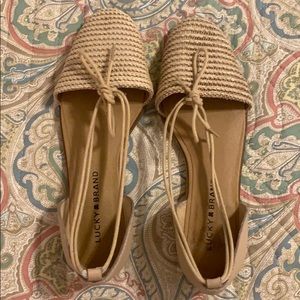 Lucky brand woven tan slip-ons 6.5